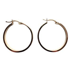 18K Yellow Gold Greek Key Hoop Earrings #22786